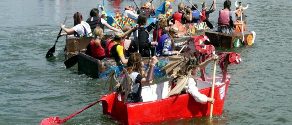 Corrugated cardboard boat race