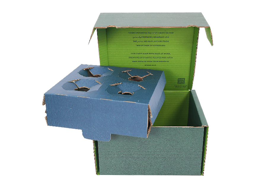 Food packaging box with dividers