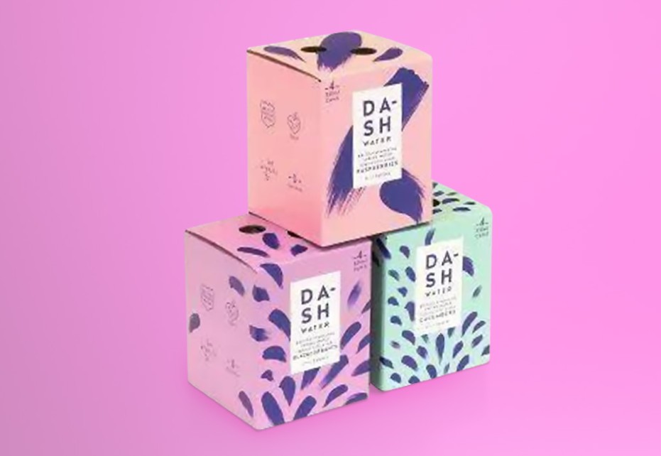 Standout litho printing packaging for Dash Water